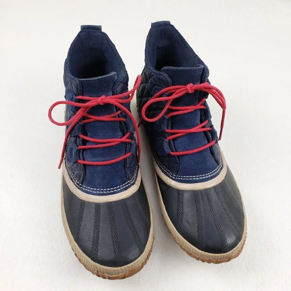 Sorel Out N About Duck Boot Womens 12 Blue Leather Ankle Lace Up Waterproof